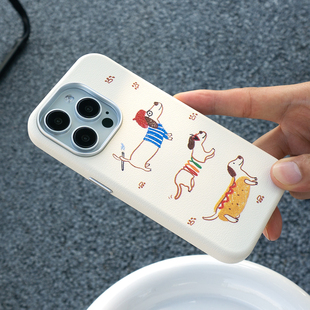 17适用iPhone15promax保护套13全包防摔创意个性 CASEGOOD 原创小众手绘香肠小狗艺术手机壳14苹果16pro新款