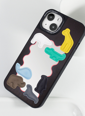 lz原创小众设计镜子磁吸手机壳iPhone15pro适用16新款17苹果14promax保护壳13硬壳12防摔黑色甜酷创意个性