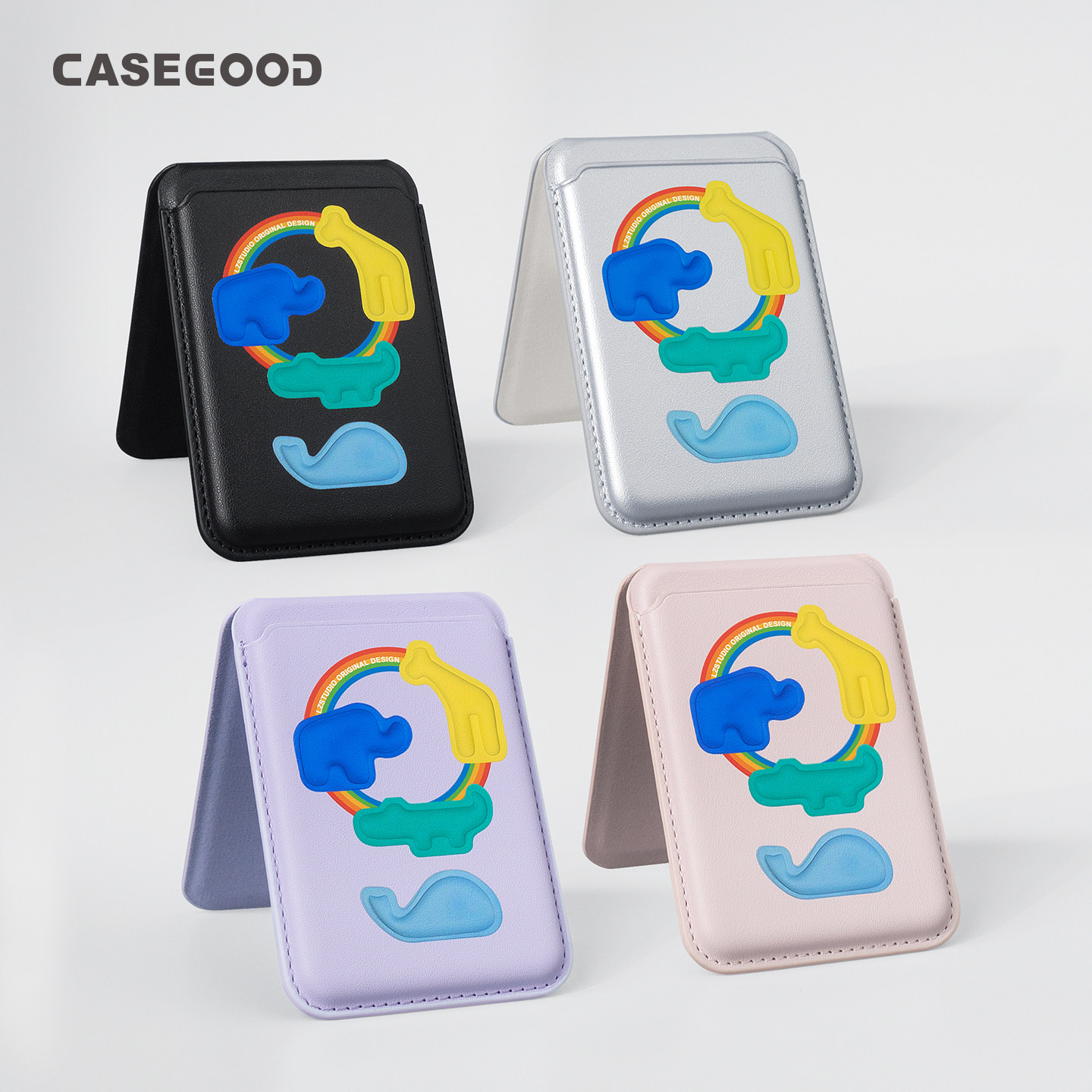 CASEGOOD 原创手机磁吸支架卡包便携适用苹果可放门禁公交卡