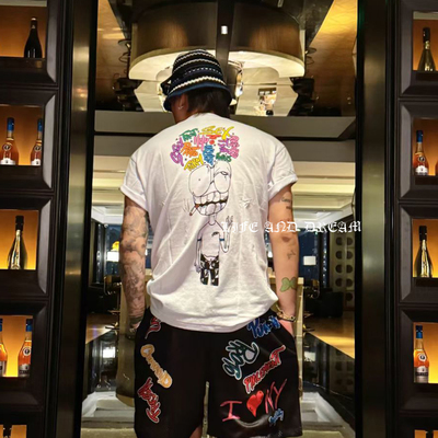 LAD自主matty boy风格涂鸦展会限定精品麻棉洗水美式男女短袖T恤