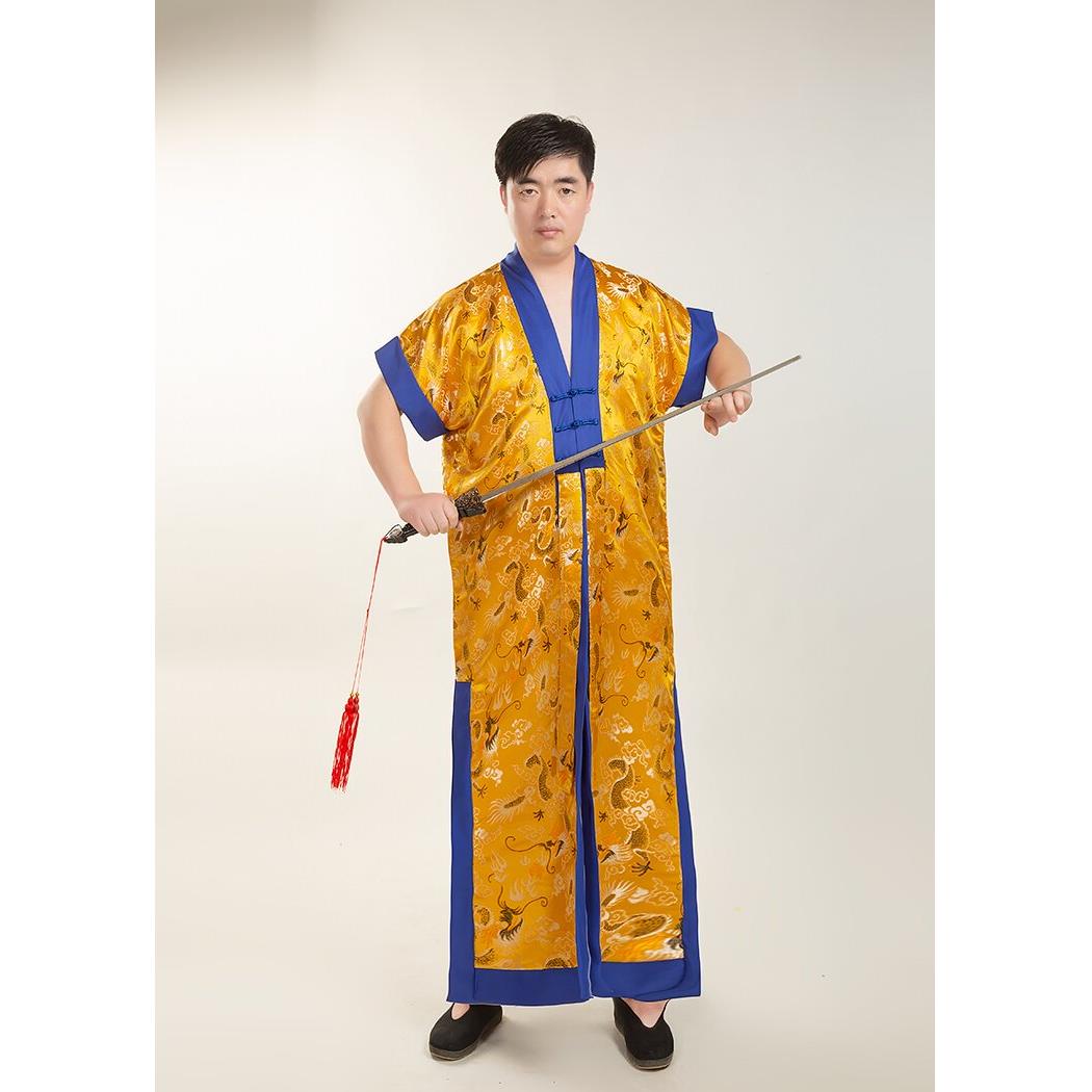 新款道士服装长袍/用品/道服法衣/道袍 经衣 黄色法衣 无袖龙袍戏