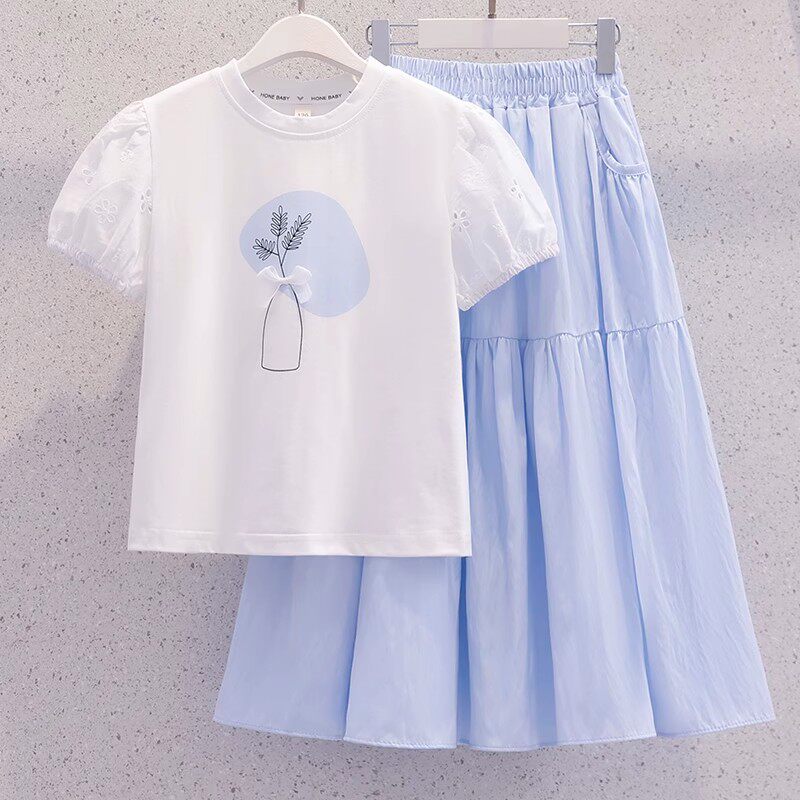 品牌专柜女童夏季短袖裙子套装