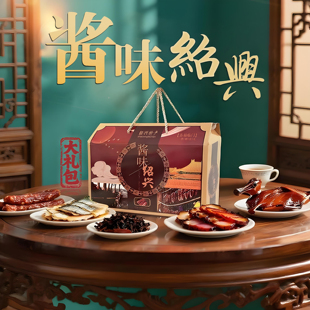 绍兴特产安昌古镇酱货大礼包 安昌香肠 酱肉 酱鸭 醉鱼干 梅干菜