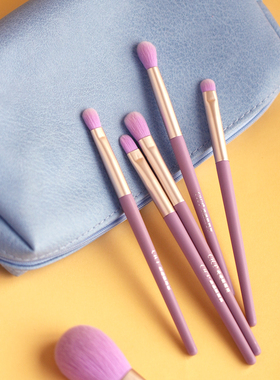 cici紫色化妆刷超柔软眼影刷套装刷子腮红刷口红刷唇刷刷包化妆包