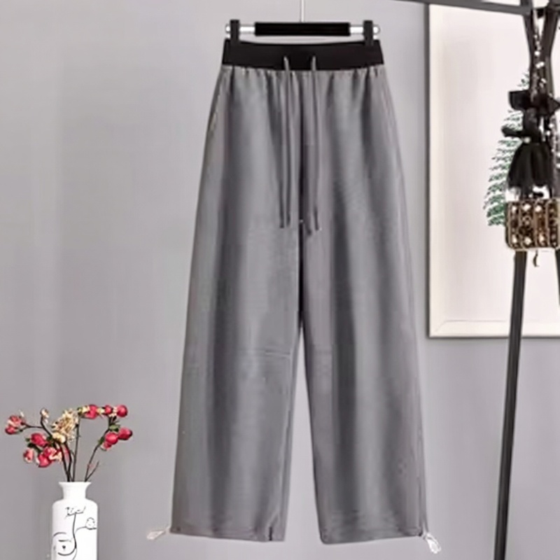 加大码窄版时尚休闲垂感阔腿裤子