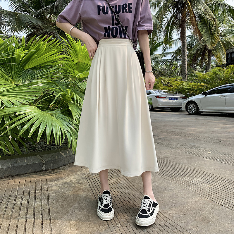 高腰遮跨显瘦垂感西装半身A字裙