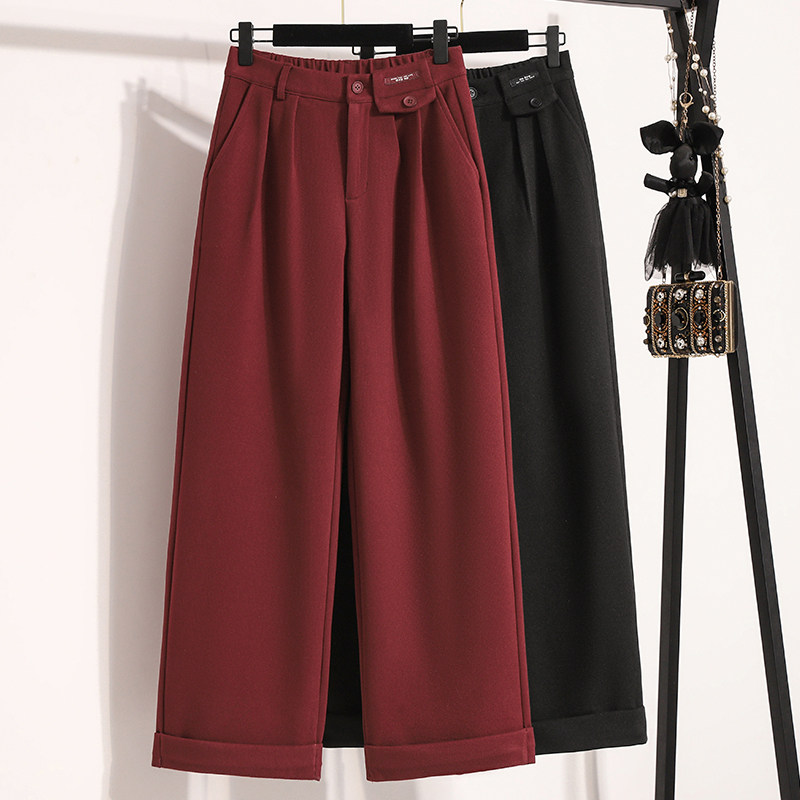 2025秋季新款简约垂顺抗皱百搭直筒裤女加大码高腰宽松显瘦阔腿裤,女装/女士精品,大码裤装,淘宝优惠券,粉丝福利购,淘宝优惠卷