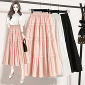 高腰百搭休闲半身裙女胖MM遮胯显瘦中长款 大码 春夏新款 A字蛋糕裙