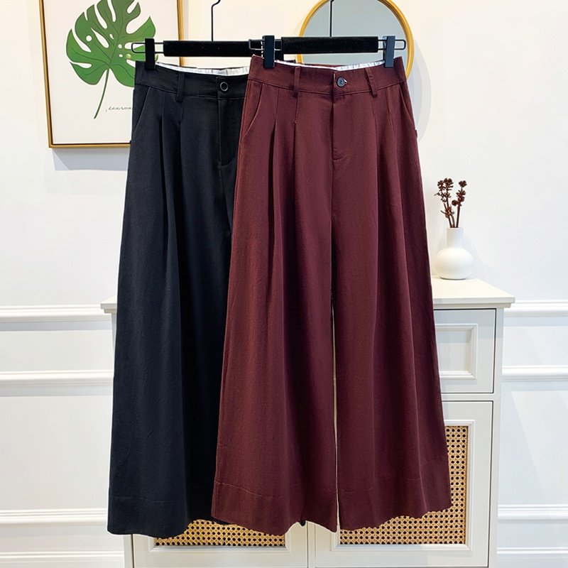 胖MM通勤风简约垂感休闲西装裤女2026春季新款高腰宽松显瘦阔腿裤,女装/女士精品,大码裤装,淘宝优惠券,粉丝福利购,淘宝优惠卷