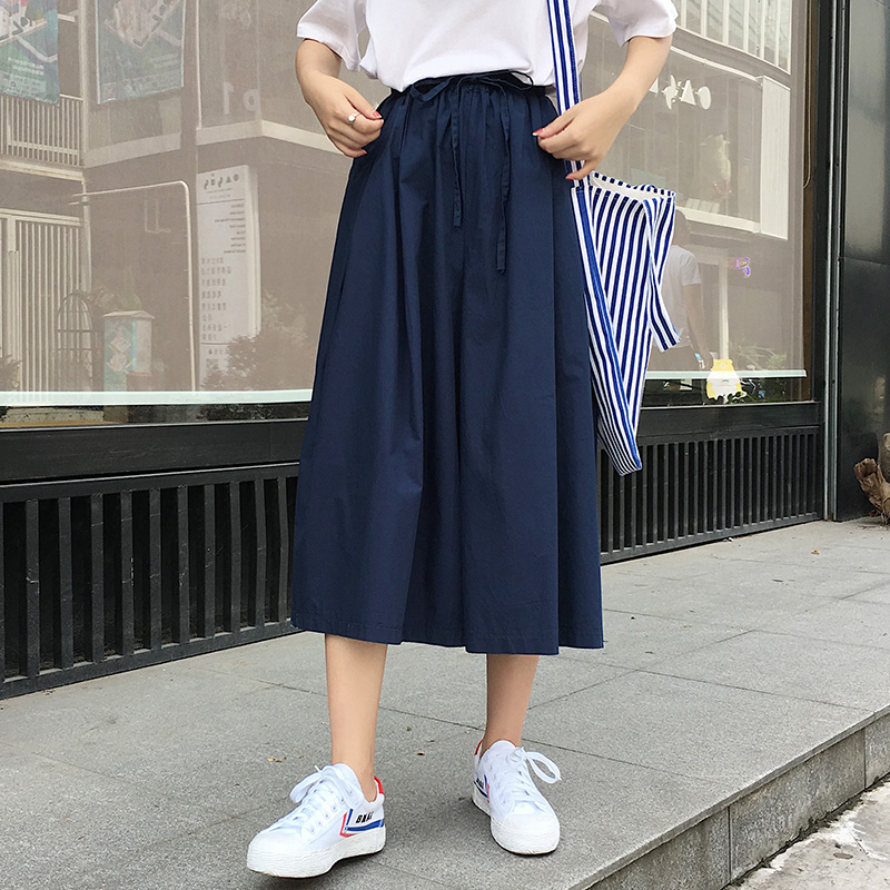 七分阔腿裤女夏季宽松休闲显瘦超大码垂感高腰休闲裙裤九分微喇叭