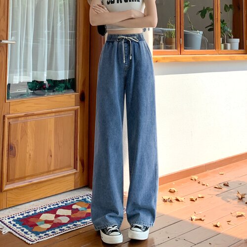 加大码简约垂感耐磨透气直筒裤女