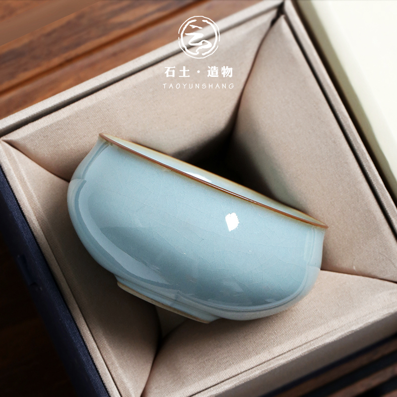 汝窑茶杯开片可养主人陶瓷