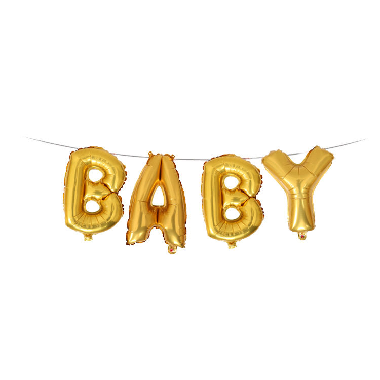 气球套装shower宝宝生日玫瑰金baby字母直供铝膜气球