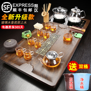 自动上水烧水壶一体茶盘玻璃茶具套装 涌泉式 家用客厅整套功夫茶台