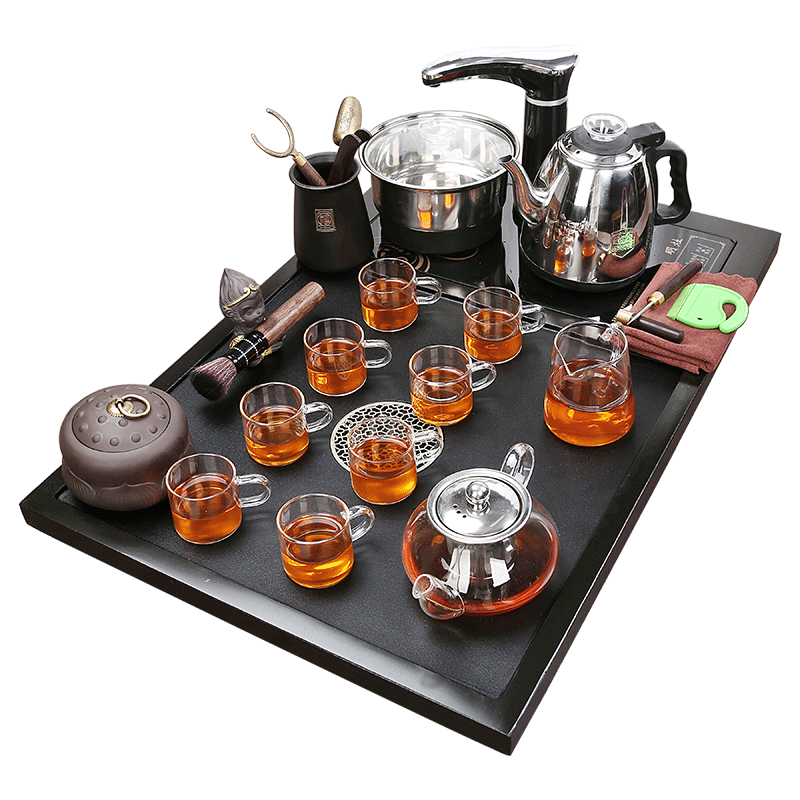 整块天然乌金石茶盘轻奢现代全自动一体茶台茶具套装家用客厅办公