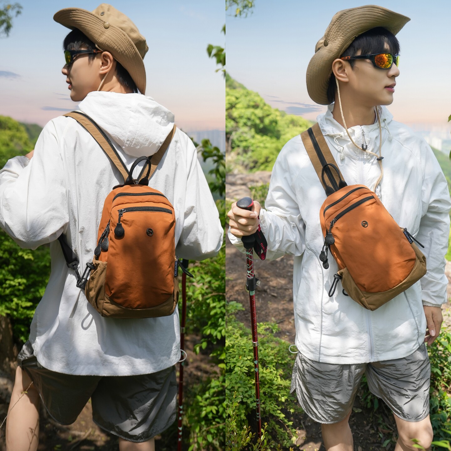 多功能两用胸包女运动户外旅行斜挎包休闲轻便徒步登山双肩背包男