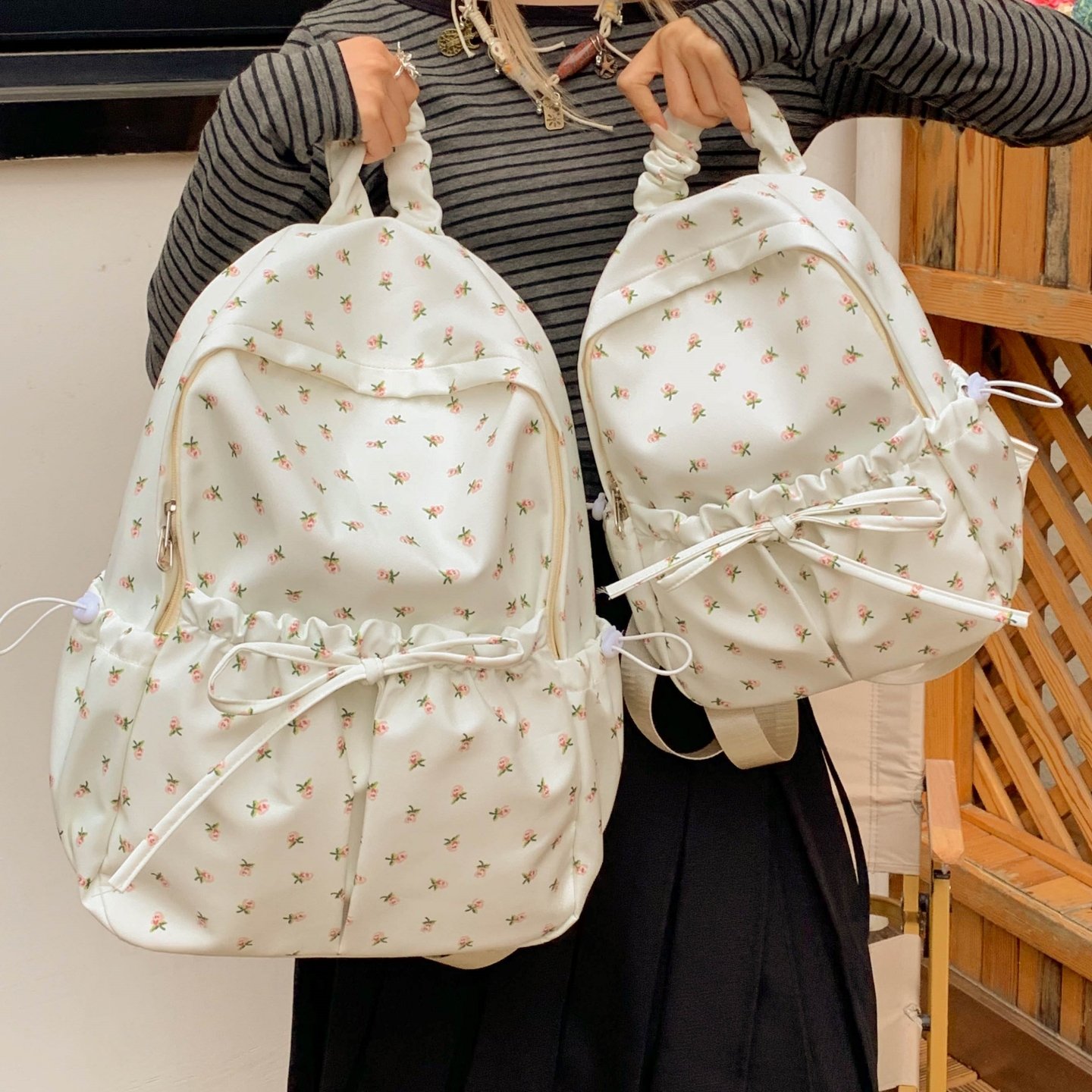 曼普森校园高颜值书包女碎花双肩
