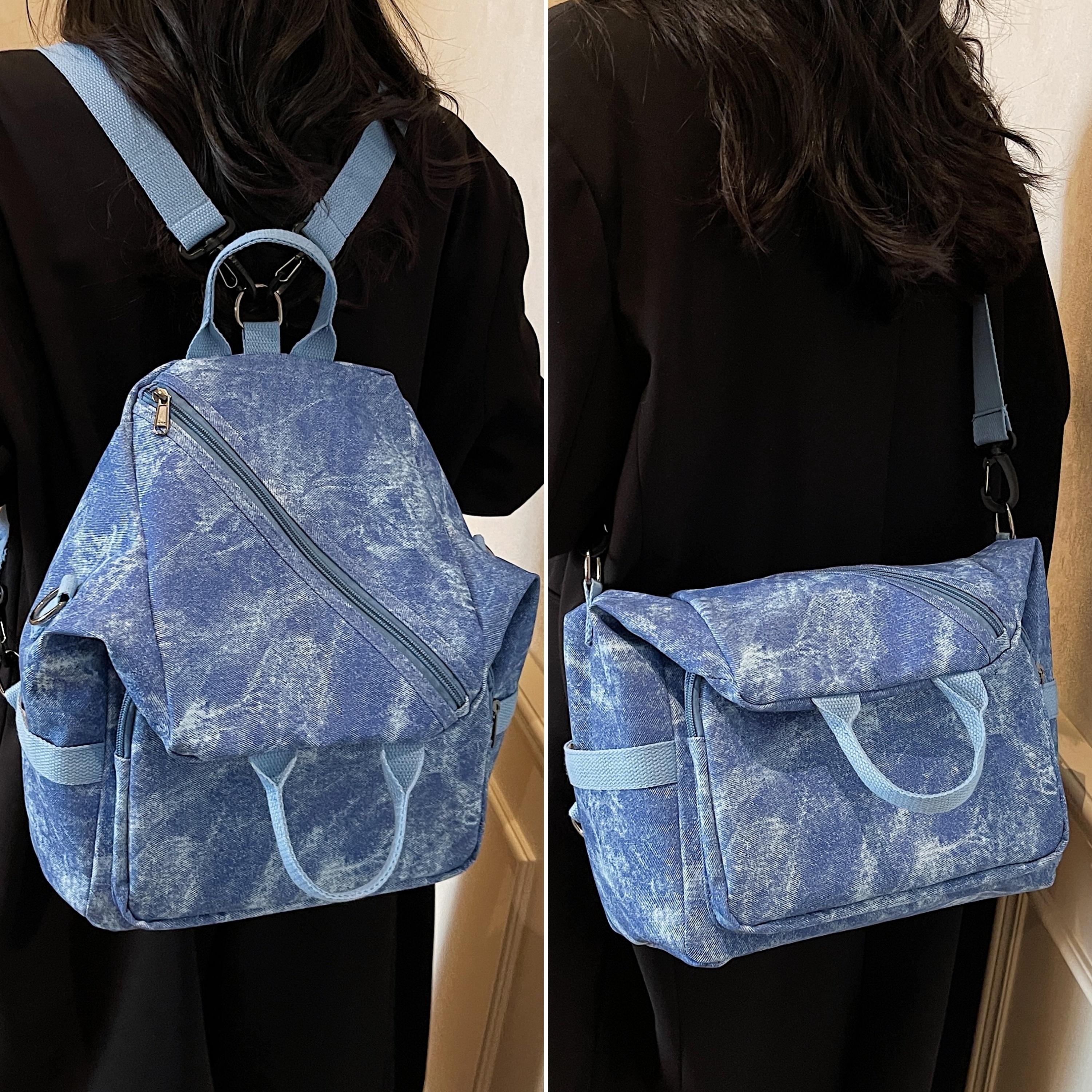 曼普森古着设计感扎染多用双肩包