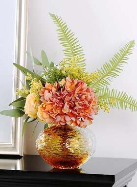 侘寂风琥珀色冰川纹花瓶