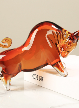 吉祥轻奢风牛气冲天琉璃装饰品