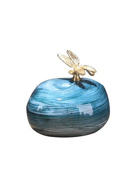 新中式风陶瓷几何样板间书柜摆件