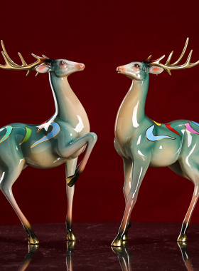 现代轻奢铜彩艺术品九色铜麋鹿