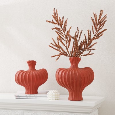 民宿茶室侘寂风黑白陶瓷花瓶艺术摆设展厅售楼处异形花器高档摆件