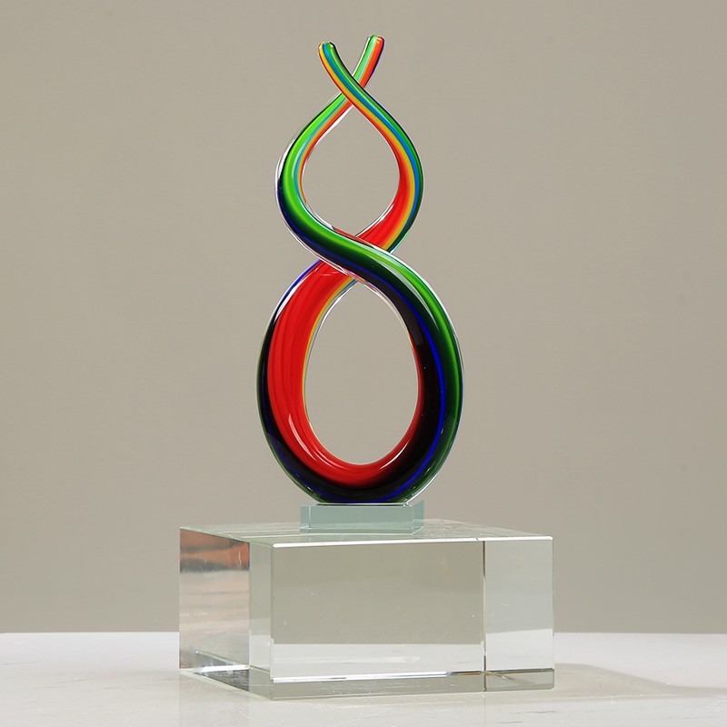 异形彩色琉璃抽象摆件客厅轻奢样板间餐桌酒店玄关桌面装饰品摆设