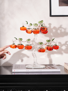 艺术玻璃柿子树摆件现代事事如意别墅客厅酒柜玄关乔迁送礼装饰品