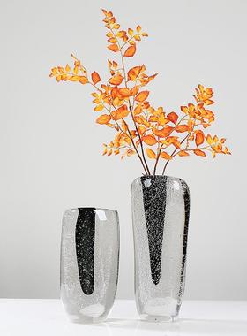 轻奢极简灰色气泡艺术玻璃玻璃花瓶高档客厅样板间售楼部装饰花器