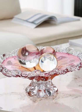 艺术玻璃渐变手工花边果盘