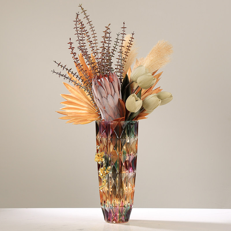 现代轻奢珐琅彩琉璃花瓶果盘摆件高档创意客厅电视柜餐桌玄关装饰,家居饰品,桌面摆件,淘宝优惠券,粉丝福利购,淘宝优惠卷