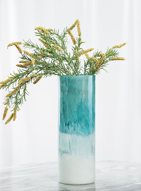 现代简约蓝色海洋琉璃花瓶摆件