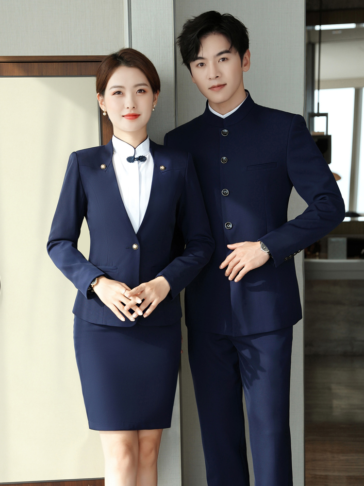 酒店收银服务员工作服迎宾职业套装气质立领中山装男西服工装制服