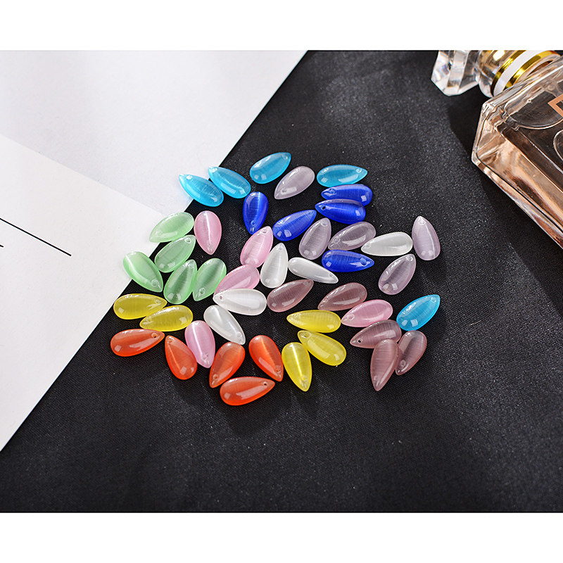 发簪饰品配件 光面小水滴14*7MM琉璃小扁水滴 吊坠 猫眼水滴