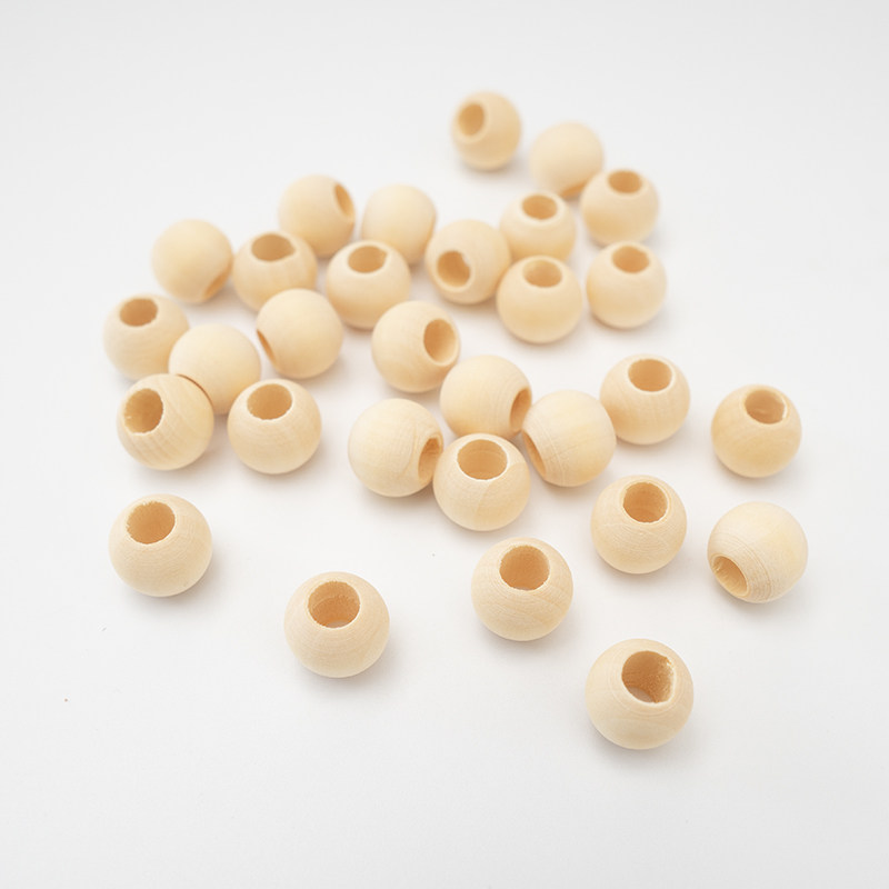 16mm大孔木珠圆木珠子天然原木圆木珠散珠手串diy配件包邮窗帘珠