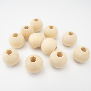 30MM大孔木珠圆木珠子天然原木圆木珠散珠手串diy配件包邮窗帘珠