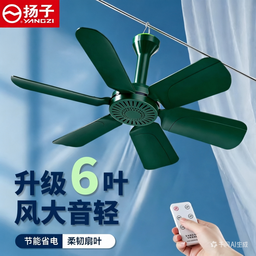 扬子小吊扇小型微风扇宿舍学生蚊帐电风扇床上家用静音大风力大号