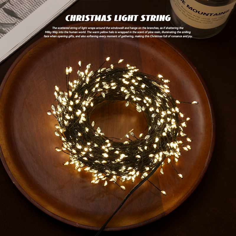 迷饰 圣诞节圣诞树装饰品鞭炮灯隐藏铜线灯暖光LED灯氛围场景布置