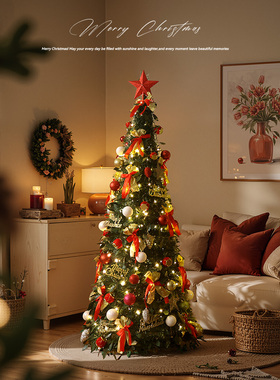 迷饰可折叠圣诞树发光加密diy大型落地摆件家用商场圣诞节装饰品