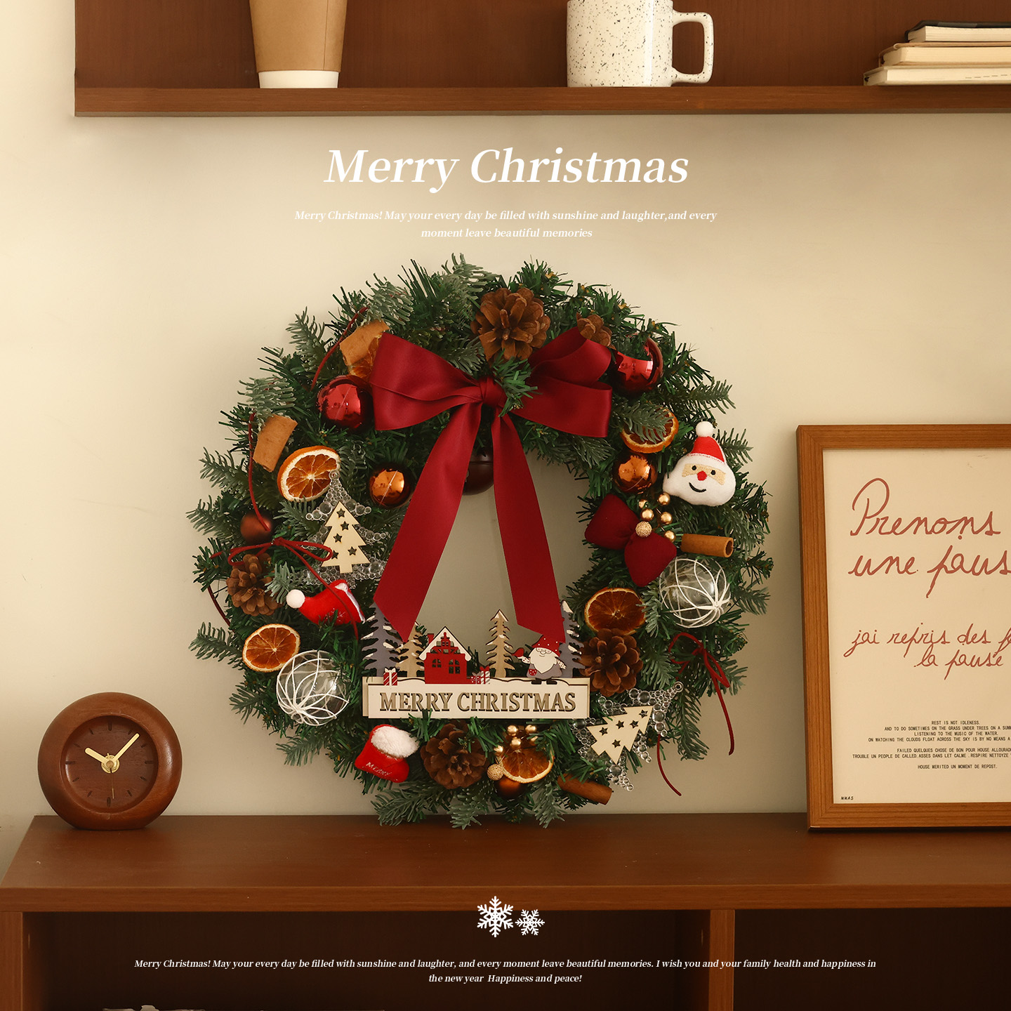 圣诞花环挂饰橱窗配件场景布置