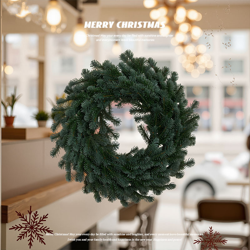 迷饰圣诞节装饰诺贝松花环商场橱窗场景布置圣诞花环门挂家用摆件