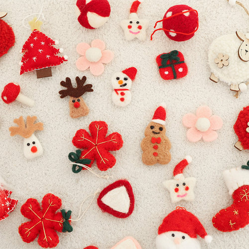 圣诞节装饰品羊毛绒挂件圣诞树配件创意球挂饰场景布置拍摄道具