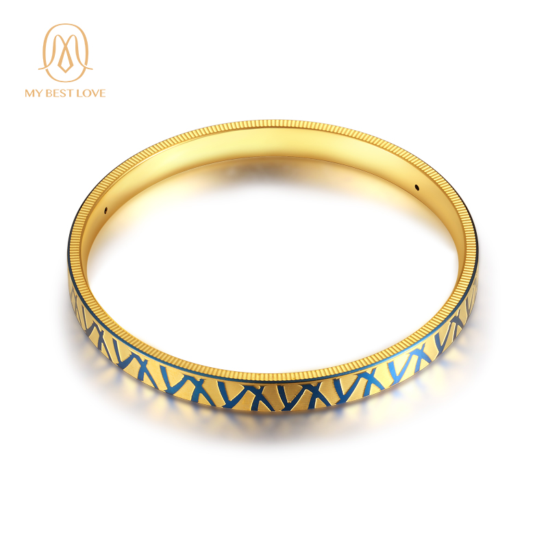 魔法森林黄金手镯999足金彩金999足金手饰5d硬金纯金阿尔卑斯系列