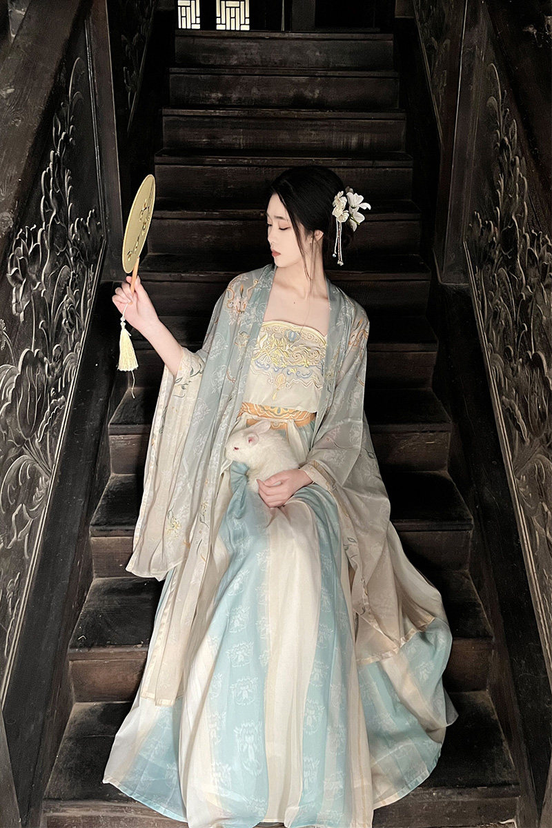 千诗墨 醉梦熹 原创汉服女齐腰汉服大袖衫印花春夏仙女裙飘逸刺绣