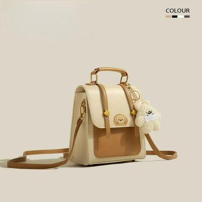 小田町jk包包日系撞色时尚手提女学生上课双肩背包卡通小熊斜挎包