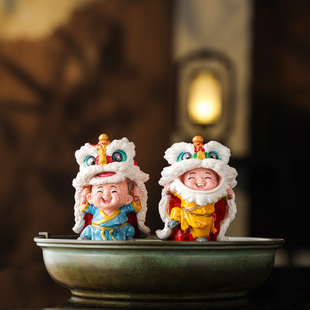 醒狮小僧茶宠变色摆件喝茶精品茶桌茶玩泡茶台上的装饰品国潮醒狮