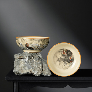 墨龙汝窑普洱茶杯个人专用主人杯高档陶瓷喝茶杯单个中式茶杯茶盏