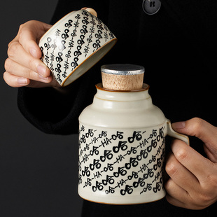 汝窑哈哈杯暖壶泡茶杯个人专用大容量水杯马克杯创意定制办公杯子