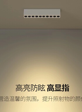 创朗led长条射灯防眩明装格栅灯深杯